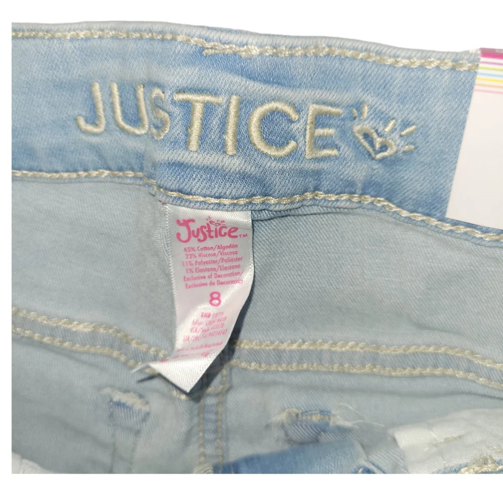 Justice Girls Denim Midi Light Wash Short Size 8